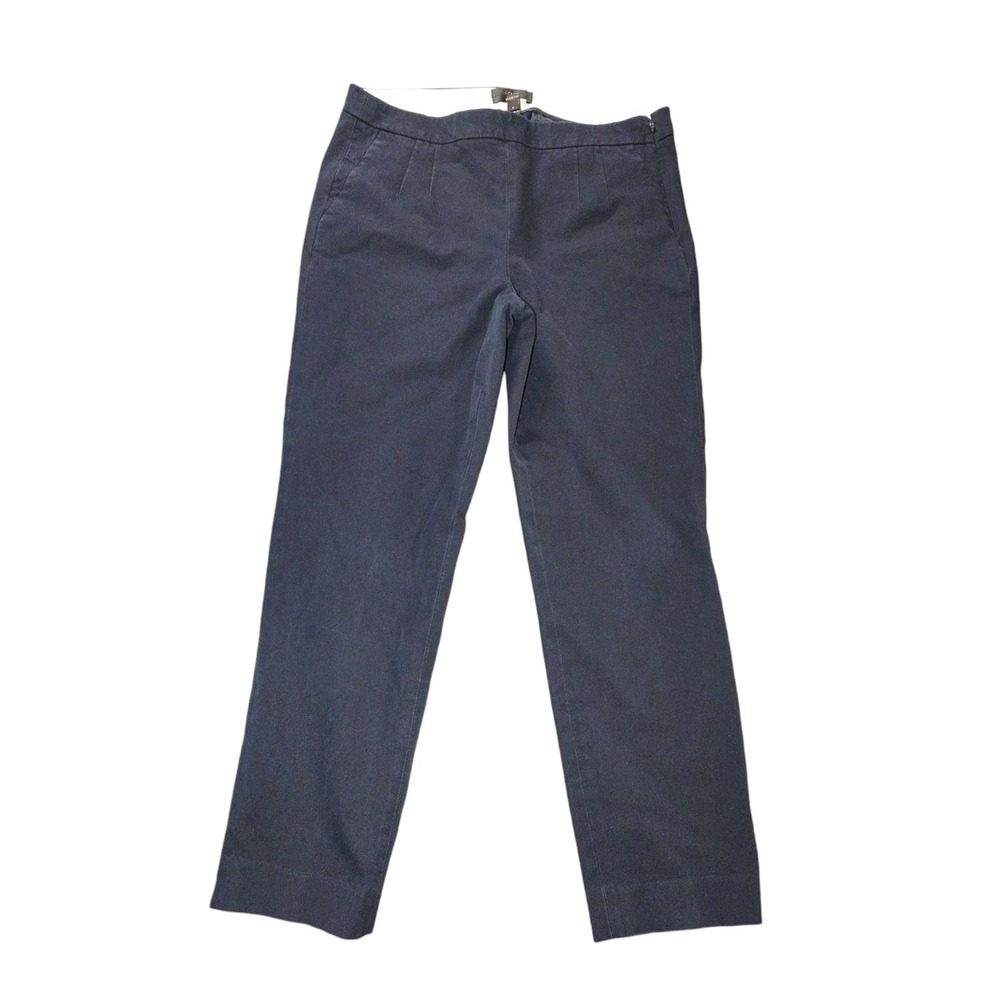 J. Crew Womens Navy Martin Straight Leg Pants 6 Linen Blend Career Workwear